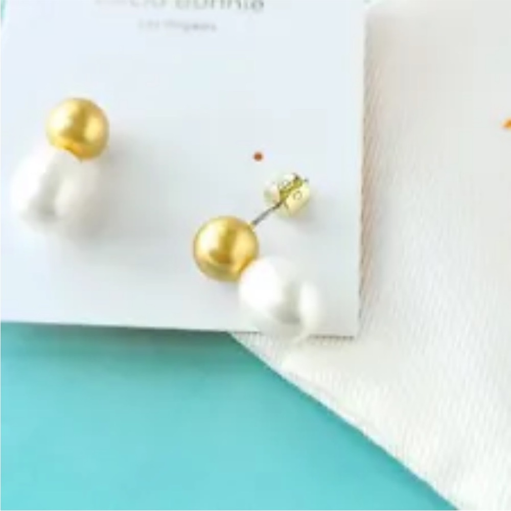 NEW Alicia Bonnie Vera Earrings in White Freshwater Pearl 14k Gold - Picture 4 of 4